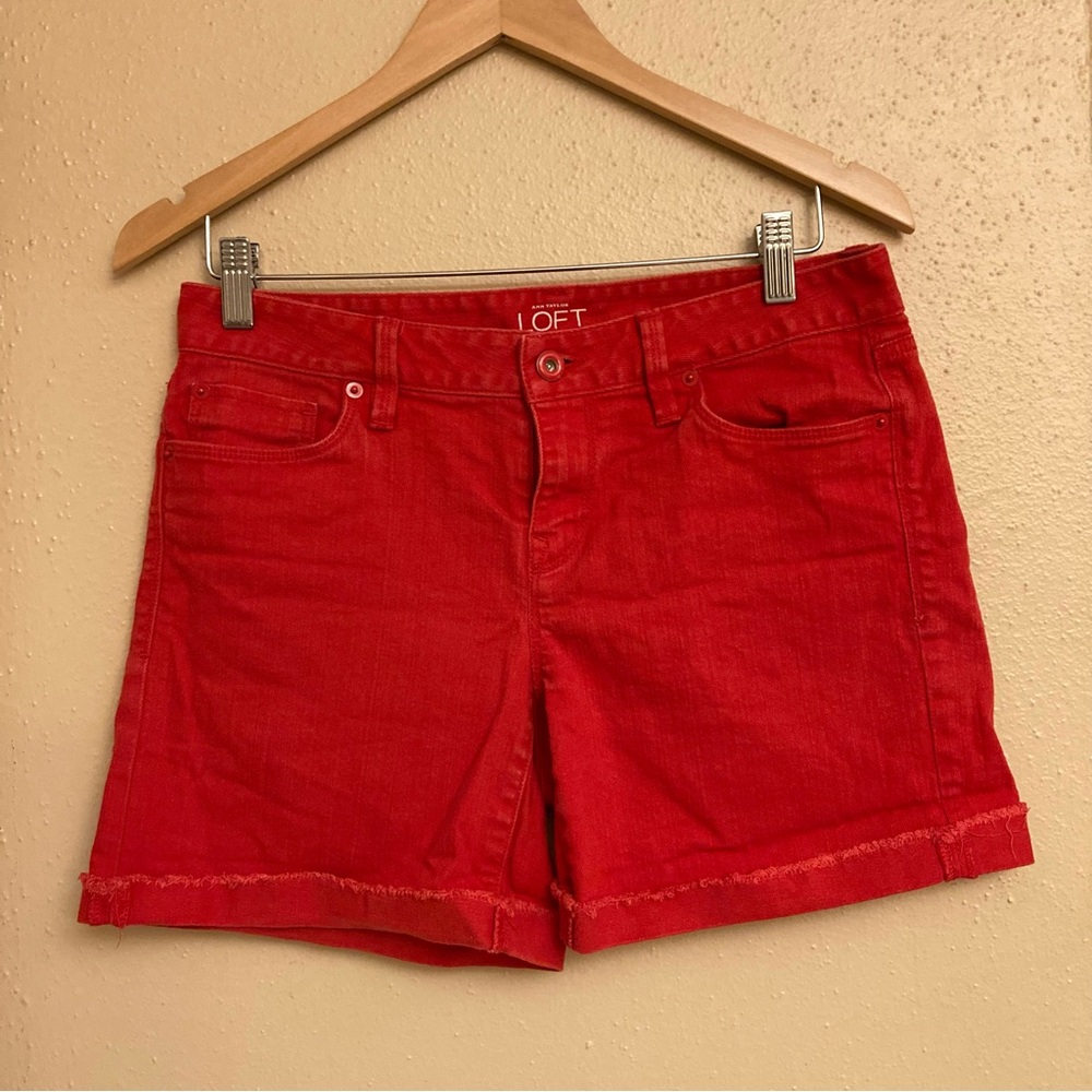 LOFT Women's Red Denim Shorts